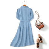 Plus Size Blue Shirt Dress - Back View