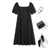Plus Size Bodice Vintage Midi Dress Black