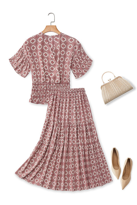 Plus Size Boho Blouse and Skirt Set