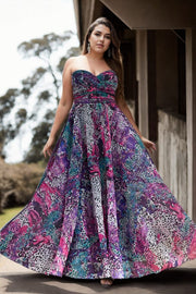 Sarah Plus Size Purple Bohemian Tube Evening Dress