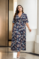 Plus Size Wrap Boho Maxi Dress