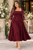 Miranda Plus Size Square Neck Lace Sleeve Cocktail Dress