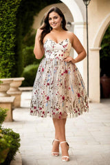 Plus Size Bustier Floral Tutu Dress - White