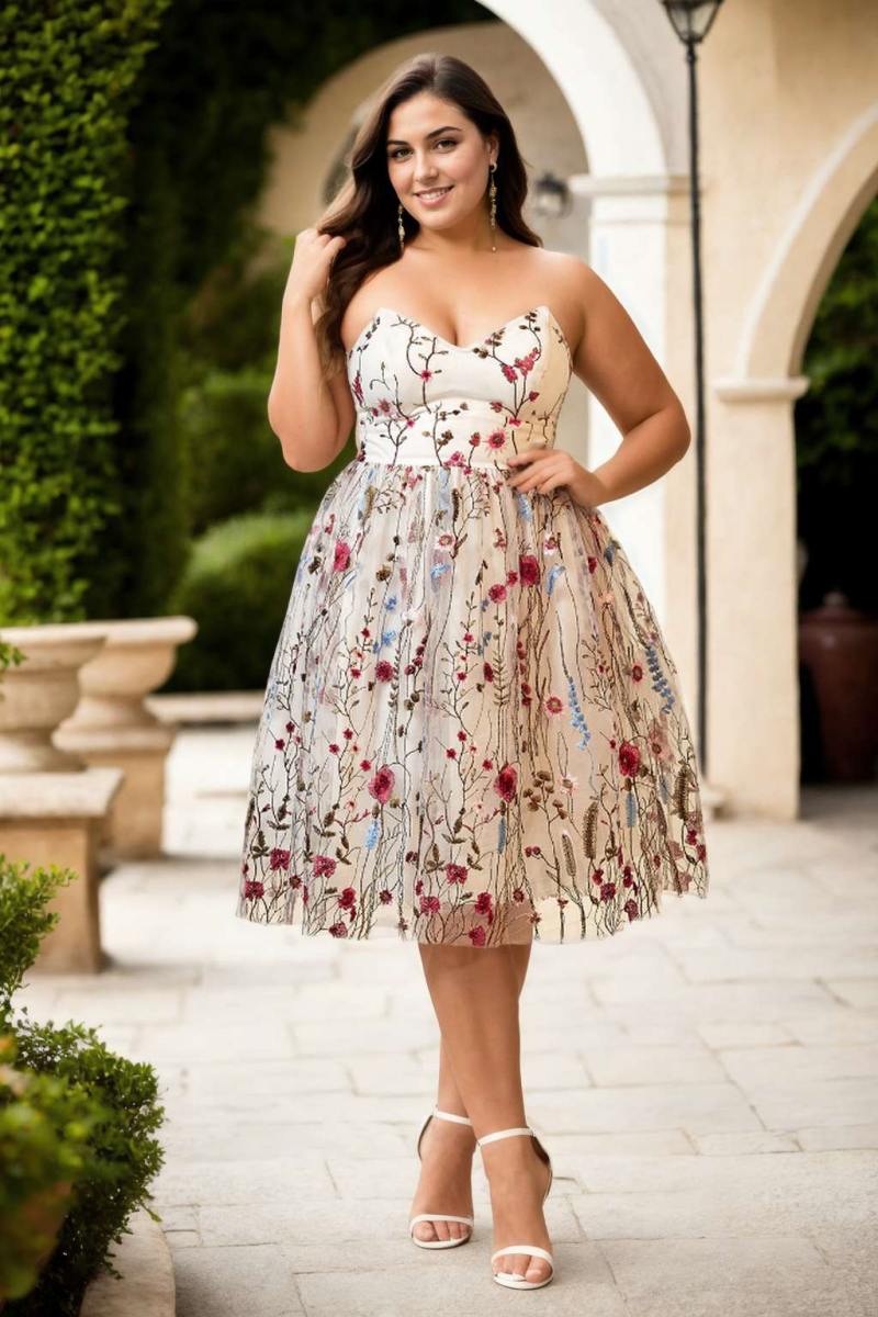 Lauder Plus Size Bustier Floral Tutu Dress