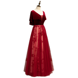 Plus Size Cape Embroidery Evening Dress - Side View