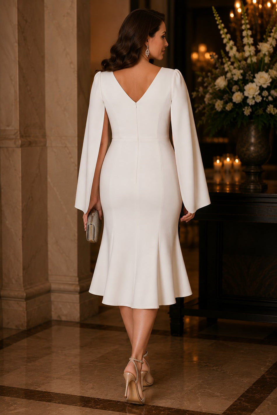 Plus Size Cape Sleeve Cocktail Midi Dress– Hello Curve