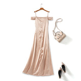 Maia Plus Size Champagne Gold Satin Evening Dress