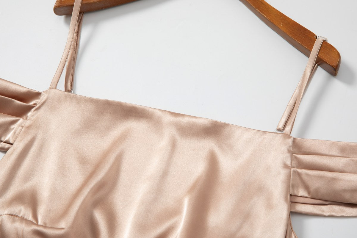 Champagne Satin Plus Size Gowns by MQ1858