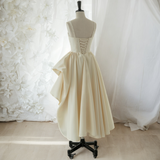 Plus Size Champagne Semi Formal Dress - Side Back View
