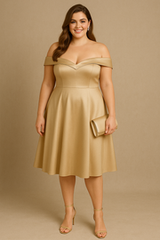 Plus Size Champagne Gold Wedding Guest Dress