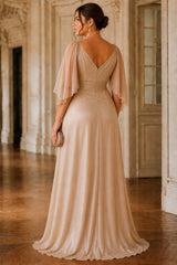 Alessia Plus Size Champagne Wrap Evening Maxi Dress