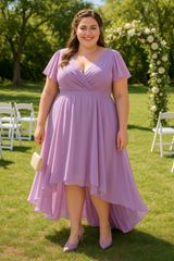 Plus Size Chiffon Wrap Midaxi Dress - Lavender Purple