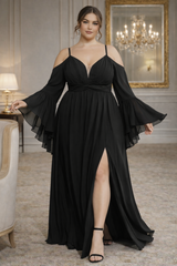 Amara Plus Size Cold-Shoulder Formal Maxi Dress