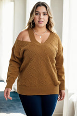 Plus Size Cold Shoulder Sweater