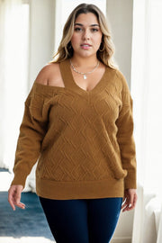 Plus Size Cold Shoulder Sweater