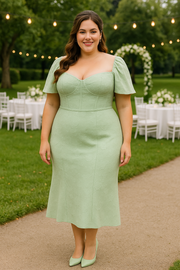 Plus Size Corset Short Sleeve Pencil Dress