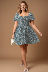 Fable Plus Size Corset Short Sleeve Dress