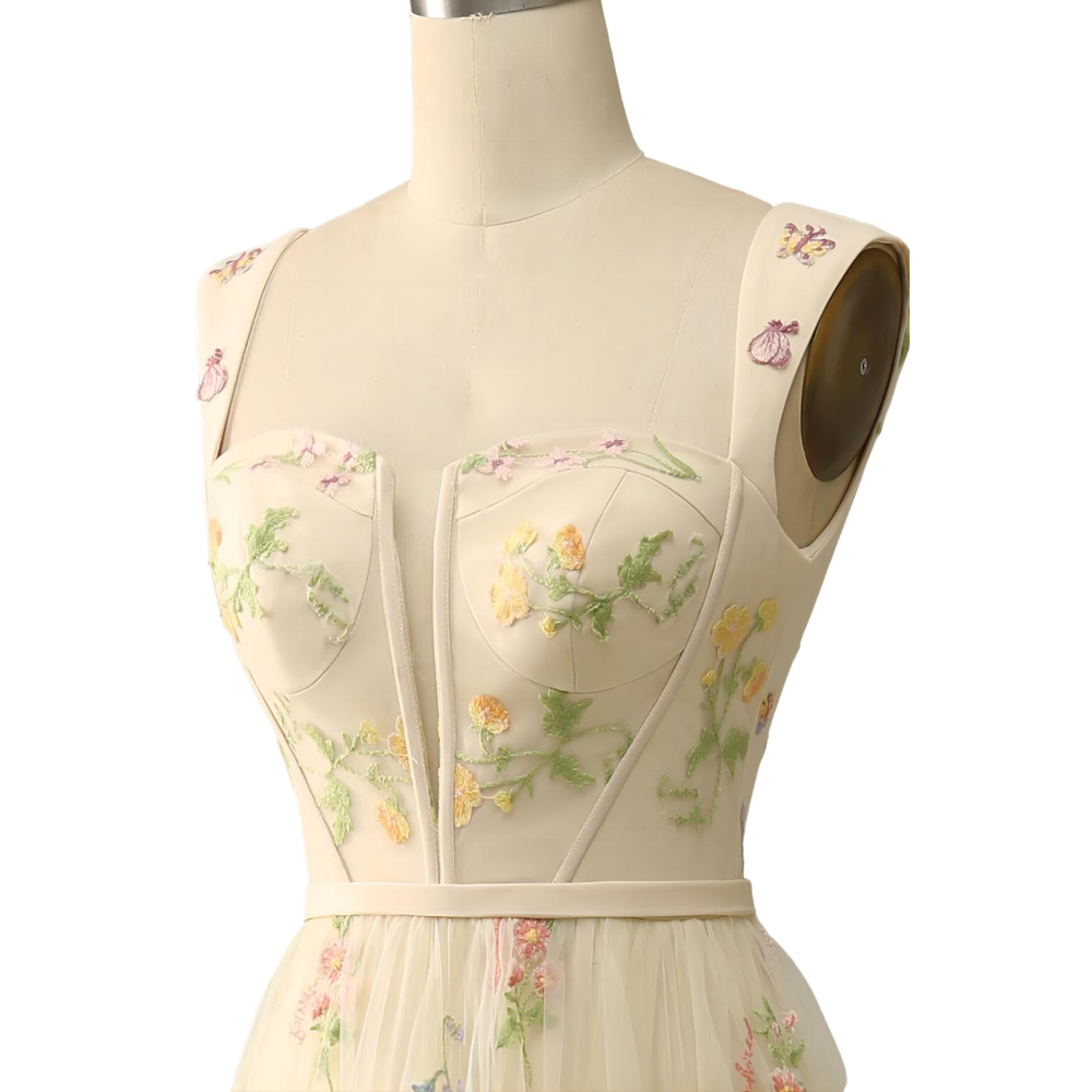 Amiri Plus Size Cream Floral Evening Dress– Hello Curve