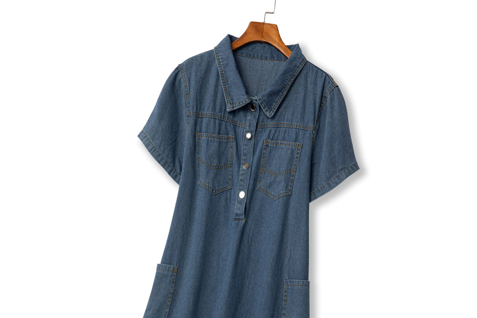 plus size denim shirt dress uk Stonewash Plus Western Denim Shirt Dress