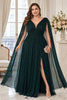 Anthea Plus Size Grecian Cape Evening Dress – Emerald Green