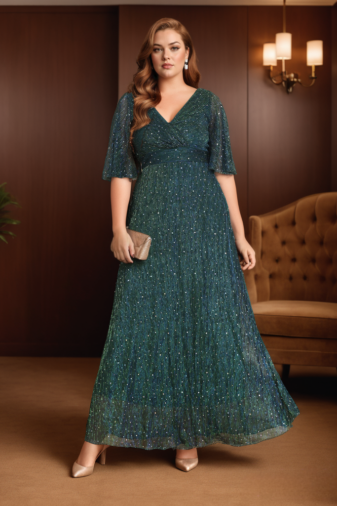 Soleil Plus Size Green Empire Waist Gown– Hello Curve