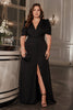 Amy Plus Size V Neck Short Sleeve Evening Dress