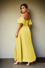 Plus Size Fairy Maxi Dress - yellow back view