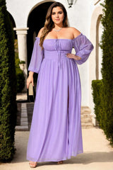 Plus Size Fairy Off Shoulder Maxi Dress - Purple