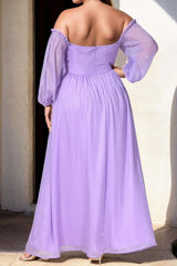 Plus Size Fairy Off Shoulder Maxi Dress - Purple - Back View