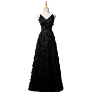 Plus Size Feathers Formal Maxi Dress