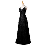 Plus Size Feathers Formal Maxi Dress