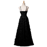 Plus Size Feathers Formal Maxi Dress