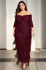 Plus Size Flapper Evening Dress - Red