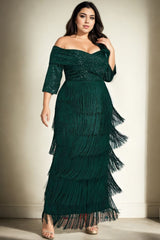 Plus Size Flapper Evening Dress - Green