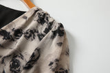 Plus Size Floral Wrap Long Sleeve Dress - puff sleeve