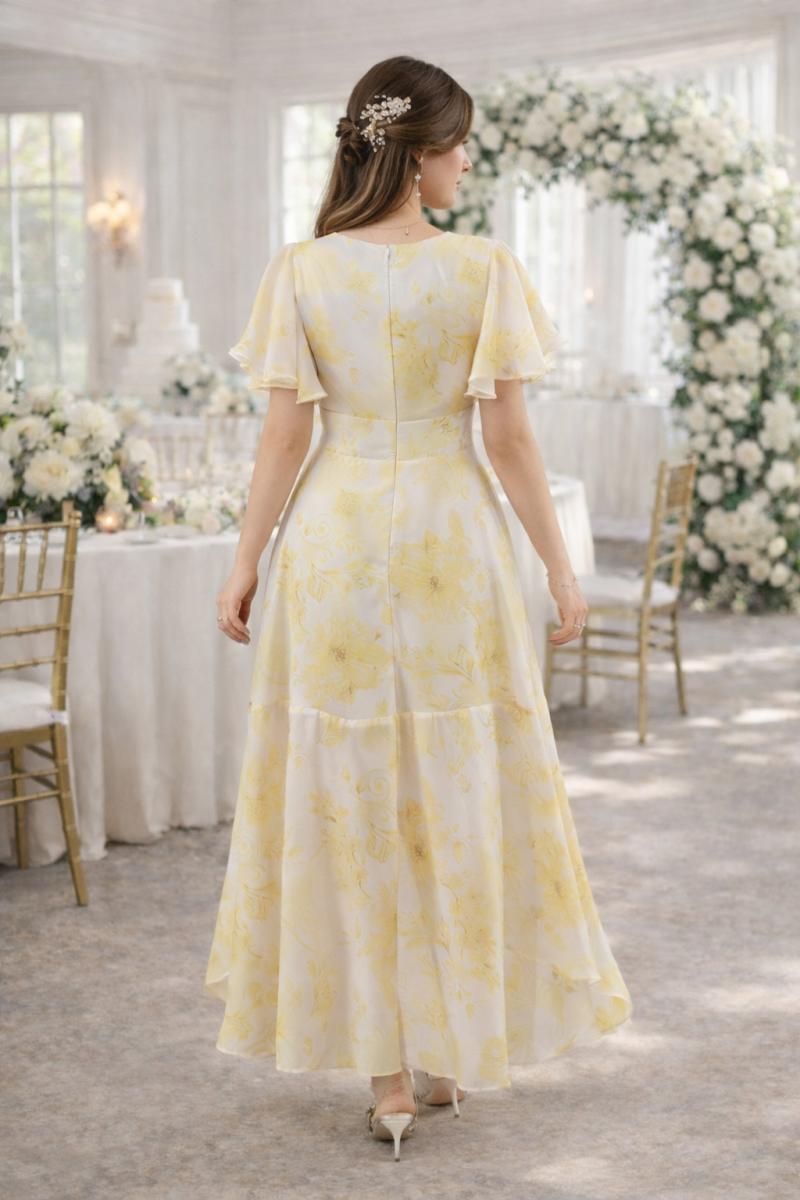 Soleia Plus Size Floral Chiffon Hi-Low Dress