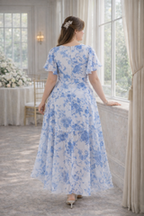 Soleia Plus Size Floral Chiffon Hi-Low Dress