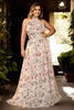 Lesia Plus Size Halter Floral Formal Evening Dress