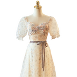 Plus Size Floral Puff Sleeve Maxi Dress