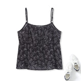 Plus Size Floral Scribble Cami Top - Black