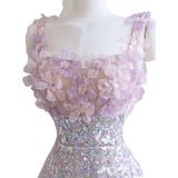 Plus Size Floral Sequins Gown