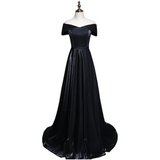 Plus Size Foldover Sleeve Black Evening Dress