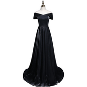 Plus Size Foldover Sleeve Black Evening Dress