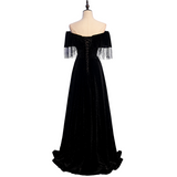 Plus Size Frill Off Shoulder Evening Dress