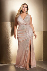 Plus Size Gold Evening Dress