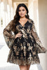 Jade Plus Size Gold Long Sleeve Party Dress