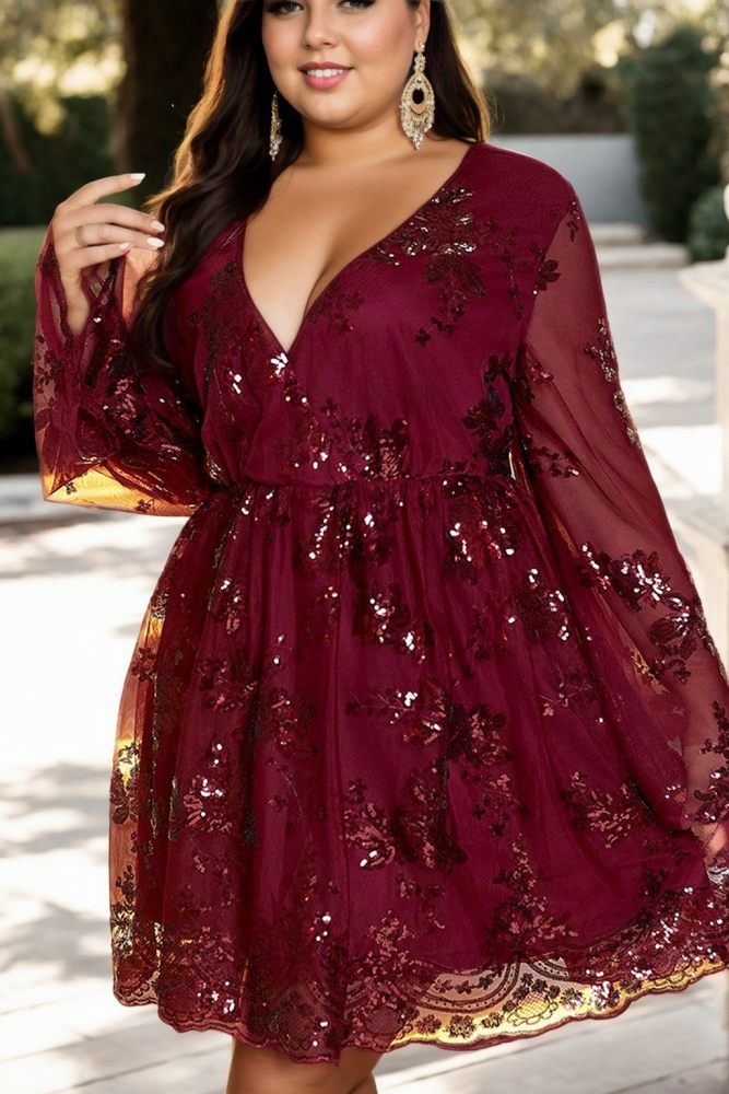 Jade Plus Size Gold Long Sleeve Party Dress– Hello Curve