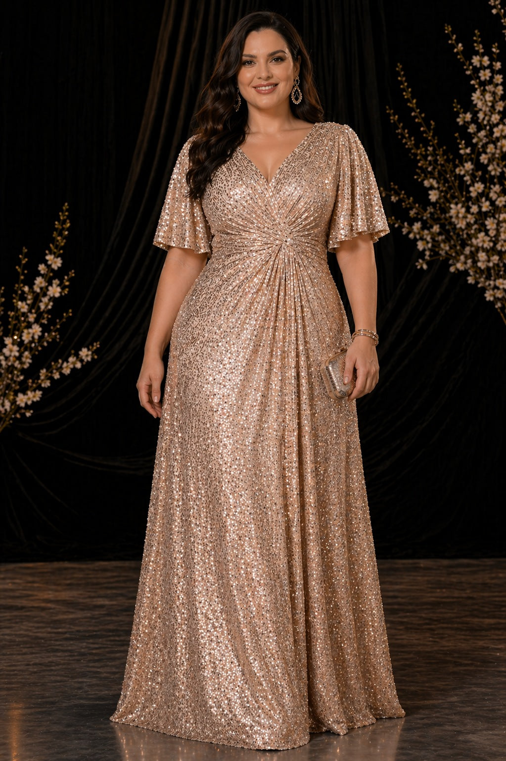 Aureliah Plus Size Gold Evening Maxi Dress Hello Curve Aureliah Plus Size Gold Evening Maxi Dress Hello Curve