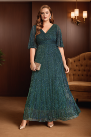 Soleil Plus Size Green Empire Waist Gown