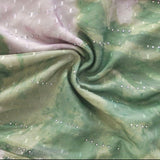 plus size green floral empire waist wrap pencil dress with stretchy mesh fabric